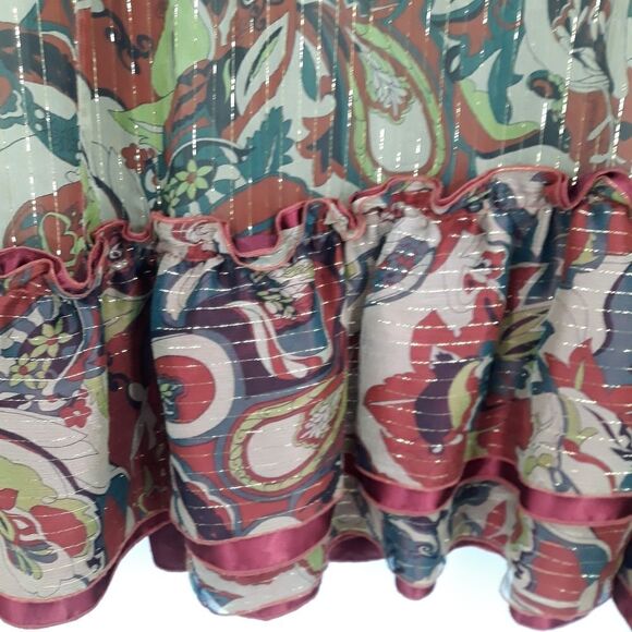 Alain Weiz Silk Frock Dress Metallic Maxi Sleeveless Shift Ruffled Flounce MuMu - Picture 9 of 13